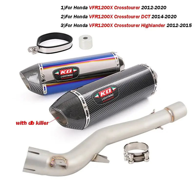 

For Honda VFR1200X Crosstourer 2012-2020 VFR1200X Crosstourer DCT Motorcycle Exhaust System Mid Link Pipe Slip On 51mm Mufflers