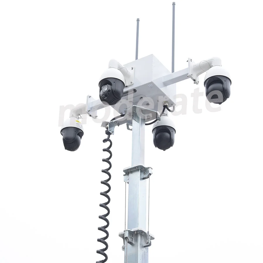 Best Selling Energy Saving Solar Surveillance Trailer Security Cctv Solar Trailer With Telescopic Mast