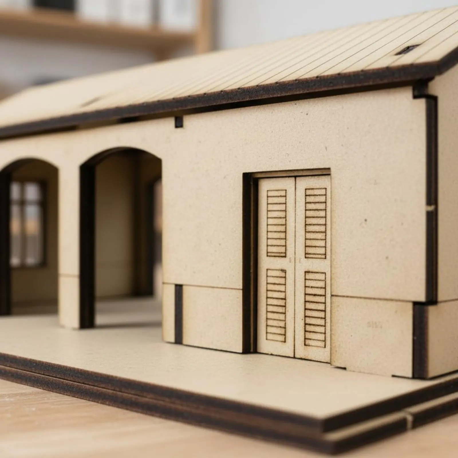1/72 Scale Station House Kit Interchangeable Design Miniature Wooden House Kit Miniature Scene Scenery Removable Roof
