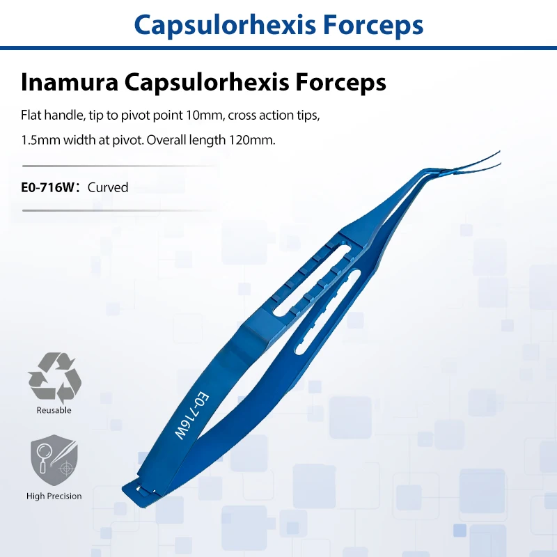 Titanium Alloy Inamura Capsulorhexis Forceps Ophthalmic Micro Tweezers Eye Cataract Surgery Instrument