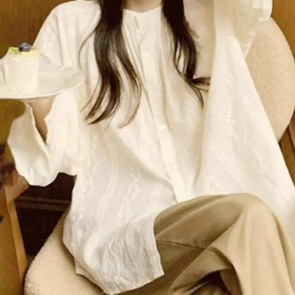 

Women's Floral Embroidery Four-Collar Casual irt New Cross-Border Sle ort Sve T-irt Autumn Season Faion Sportswear