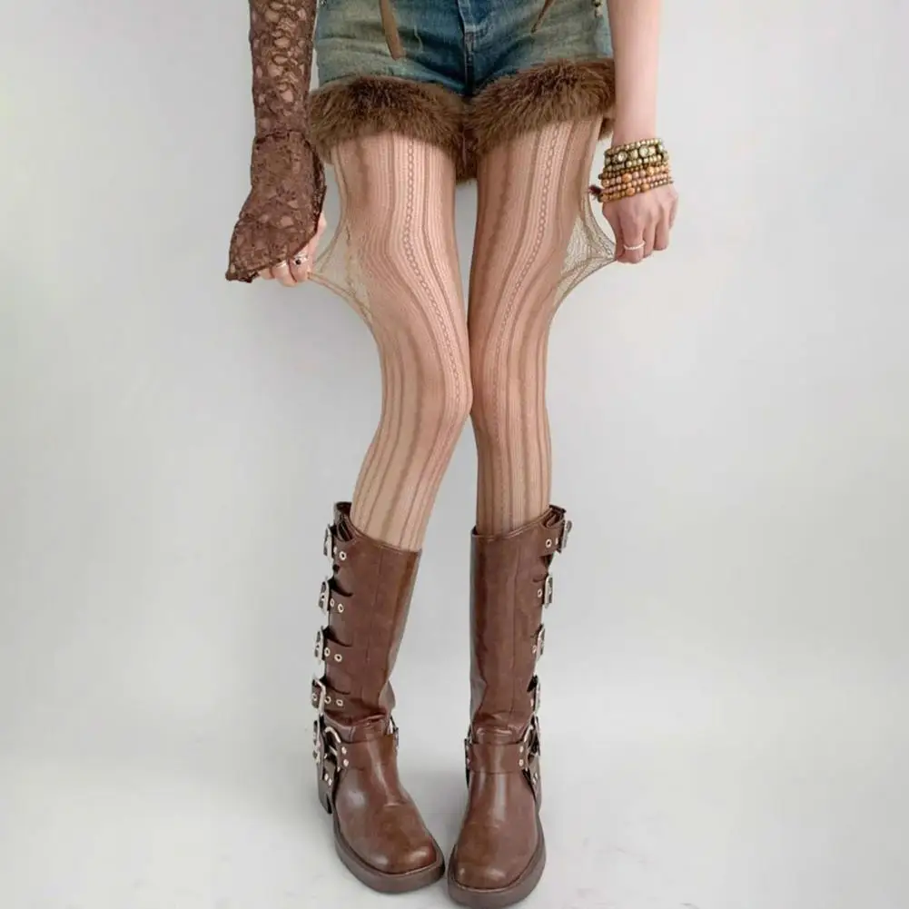 Выдолбленные кружевные колготки в геометрическую полоску с рисунком, ажурные колготки для женщин, чулки, колготки, носки Medias Mujeres Колготки