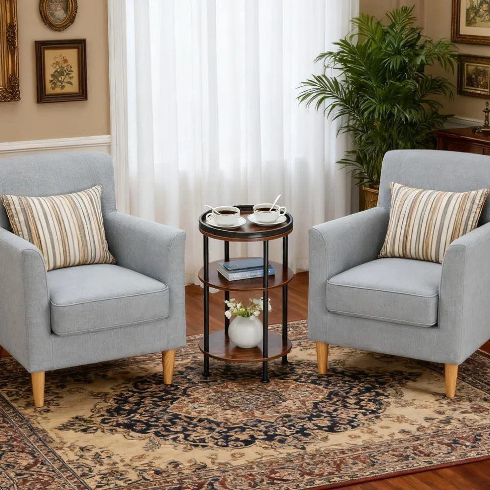 طاولة جانبية مستديرة صغيرة للمساحات الصغيرة، طاولة جانبية رفيعة مكونة من 3 طبقات، طاولة زاوية أريكة حديثة لغرفة المعيشة #6