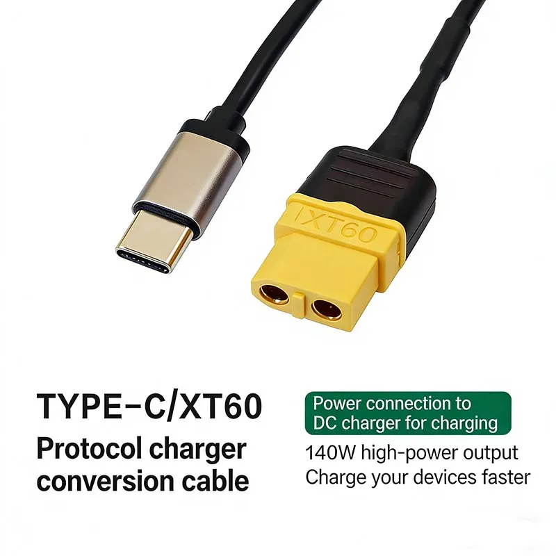 

Кабель для быстрой зарядки Type-C на XT60, 140 Вт, 100 см, соединительный провод для зарядных устройств и аккумуляторов для радиоуправляемых моделей