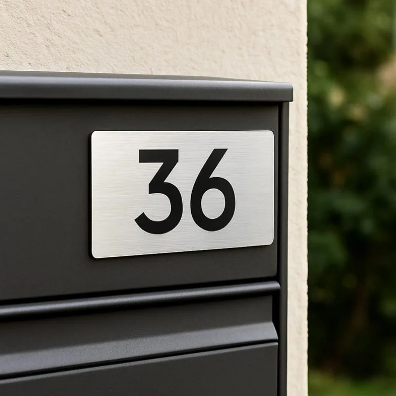 Custom Adhesive Mailbox Number Plaque, Engraved Waterproof Plastic House Address Sign, Self-Adhesive Door Street Number Plate