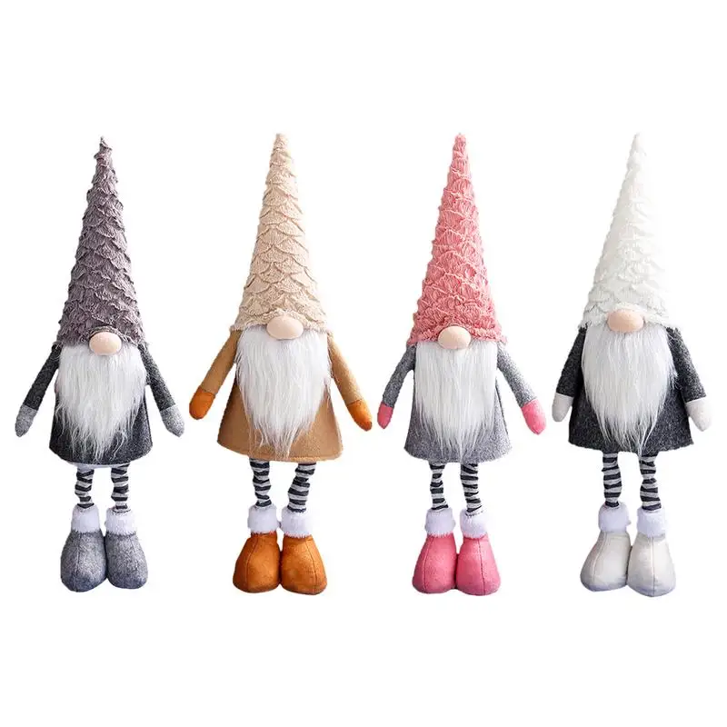 Gnome Plush Toys Holiday Gnome Doll With Retractable Legs Handmade Swedish Tomte Scandinavian Dwarf For Home Party Decoration