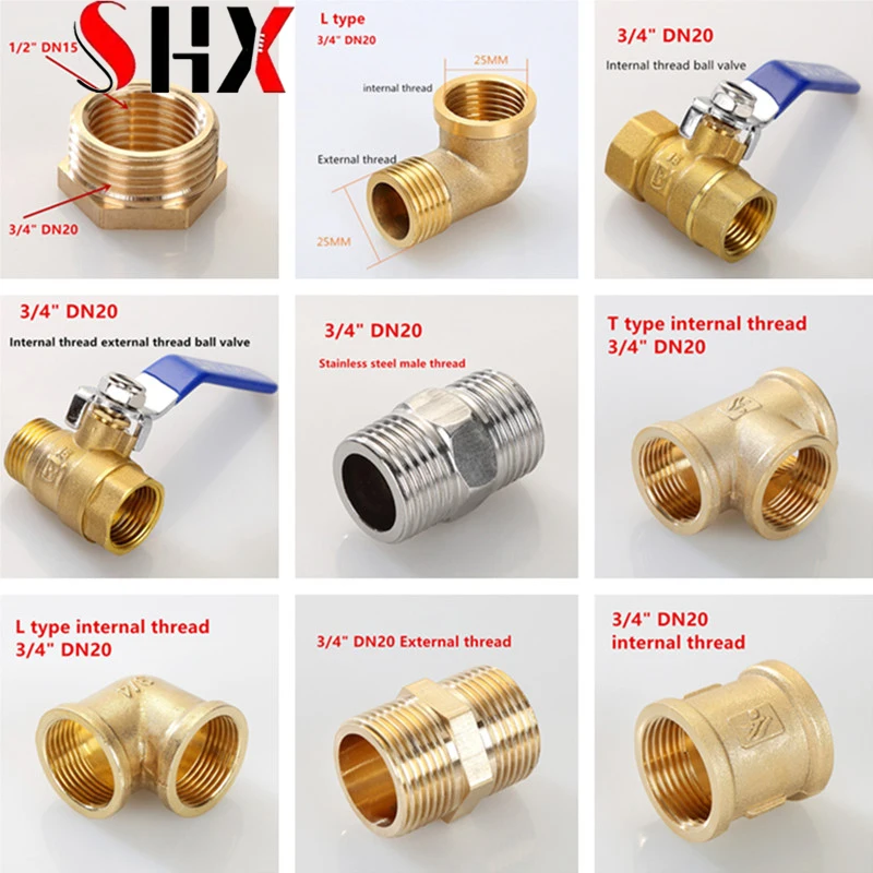 

Brass Ball Valve 3/4" DN20 BSP Female Male Thread Tee Type Elbow Butt Joint Adapter Adapter Coupler Plumbing Fittings pipes