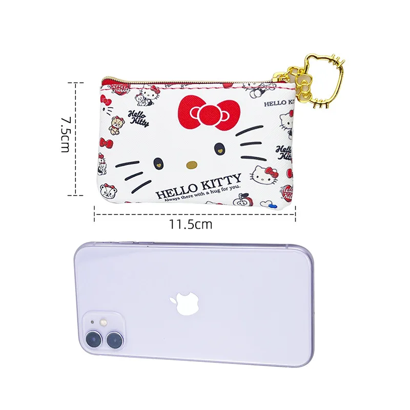 hello kitty cute wallet girls mini coin pouch zipper creative wallet clutch bag cartoon kawaii women birthday gift PU material