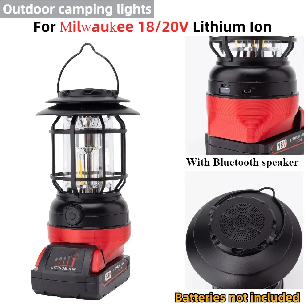 Outdoor Camping Lights for Milwaukee 18/20V Lithium Ion with Bluetooth Speaker Portable / Hanging Tent Lights(No Battery)