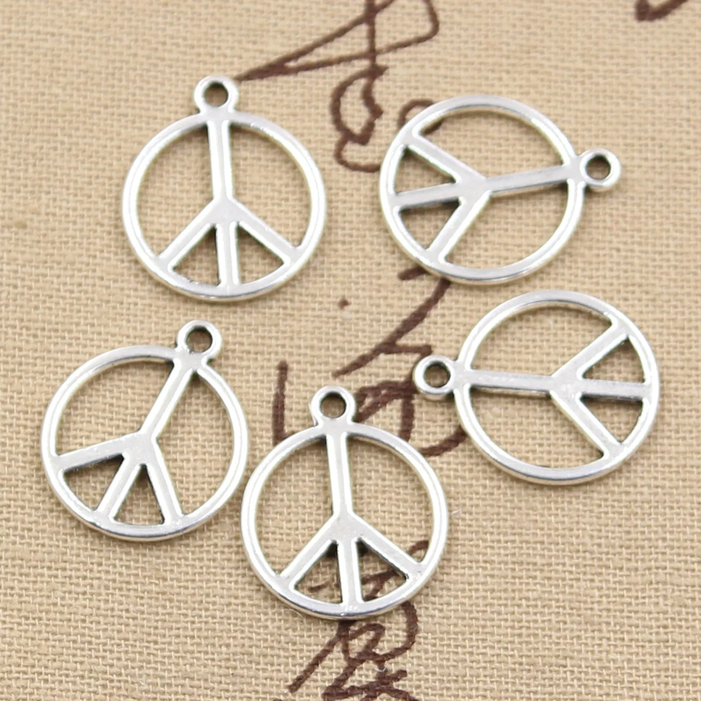 20pcs Charms Peace Sign Symbol 21x17mm Antique Silver Color Pendants Making DIY Handmade Tibetan Finding Jewelry