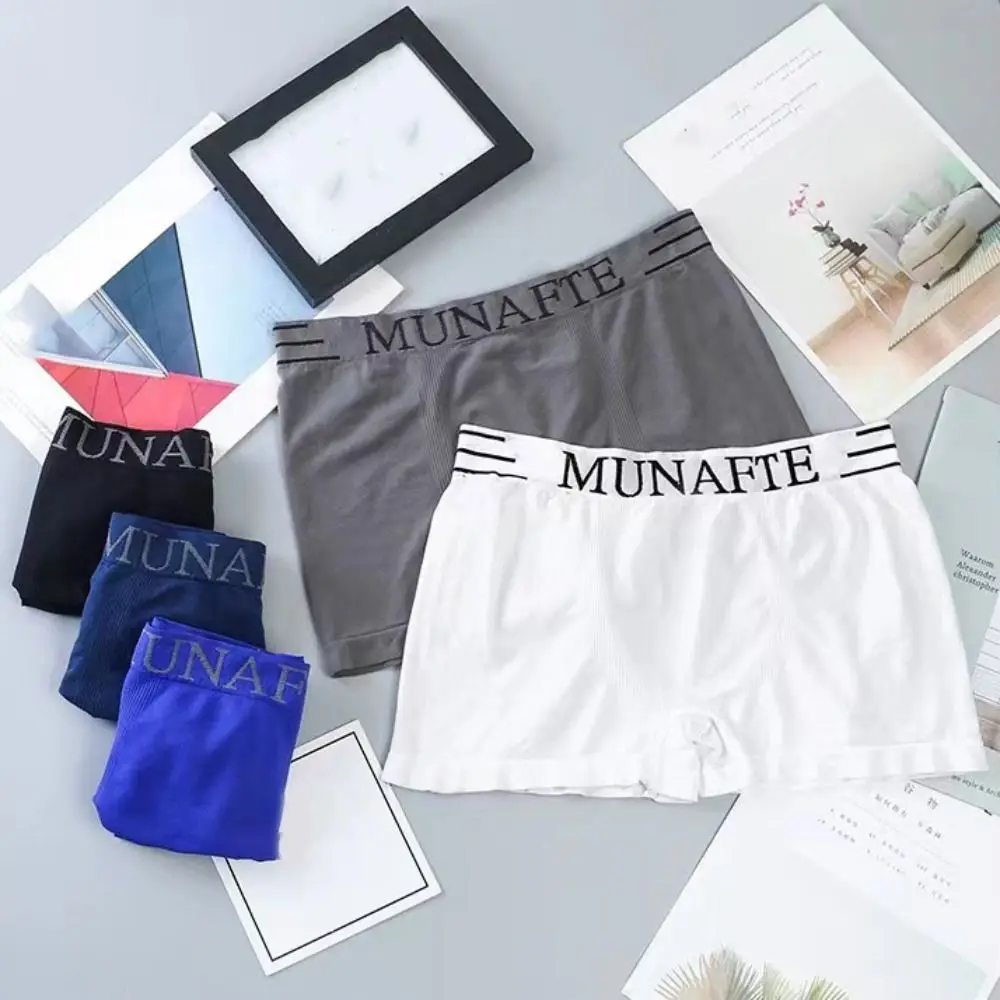 

5Pcs Quick Drying Boxer Underwear Mid-Waist Breathable Elastic Boxer Briefs Sports Underwear Letter Men Thin Underwear Fitness