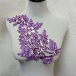 Sequin embroidery Gauze nail drill hollowed out Beading DIY lace sewing collar decoration paired clothing single flower