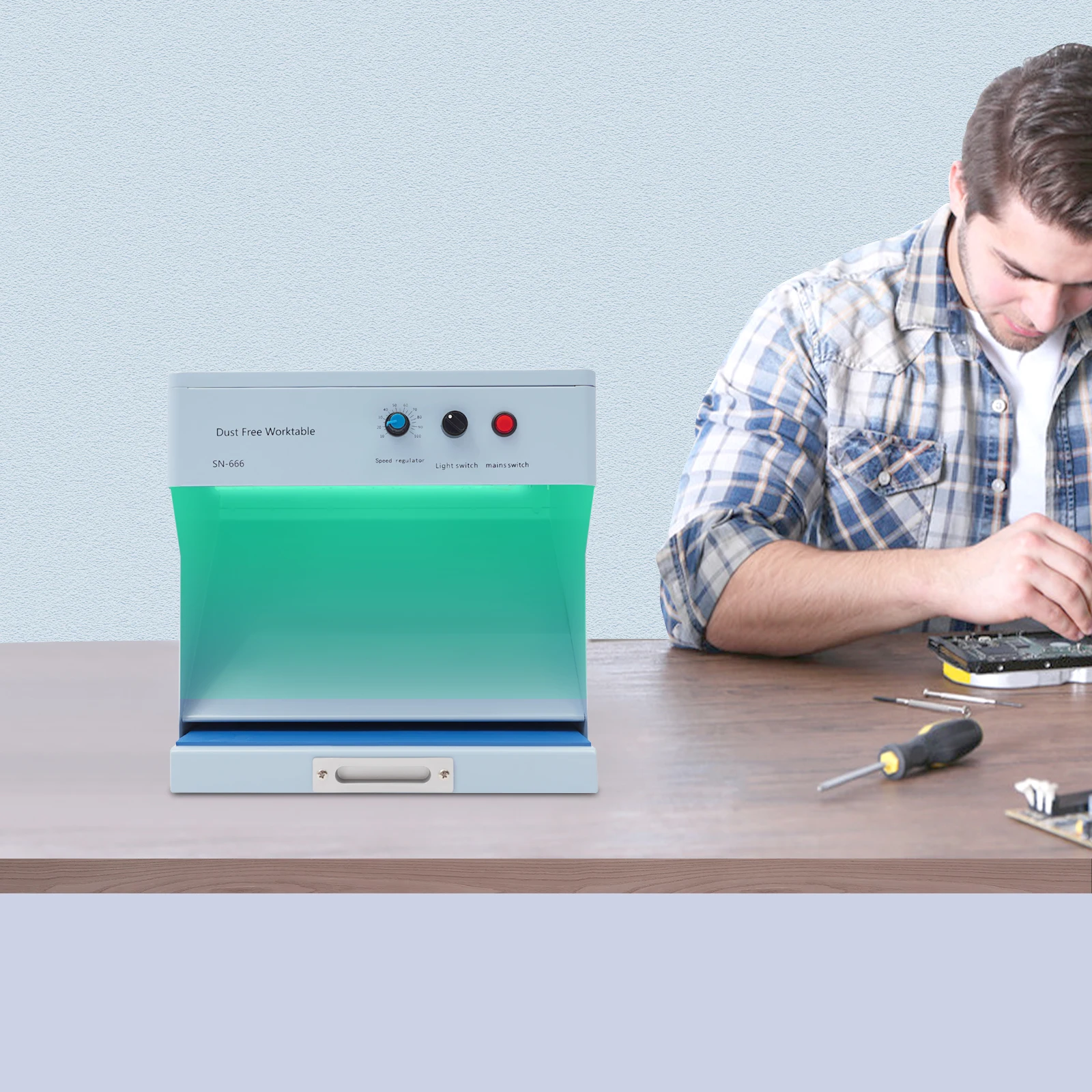 SN-666 ダストフリーワークルーム抗 110V 防塵作業ベンチ調整可能な風クリーニングルーム電話改修修理ワークベンチ
