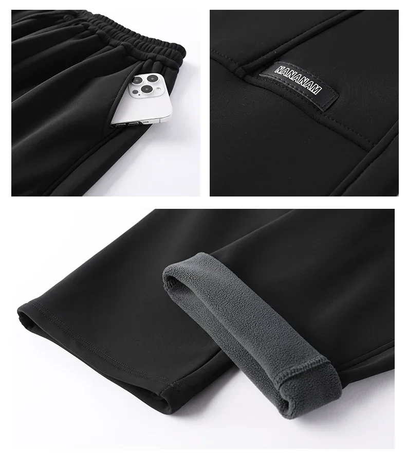 حجم كبير الرجال السراويل الشتاء الدافئة أفخم بطانة بلون السراويل الطويلة 6XL 7XL 8XL 9XL 10XL 100-150 كجم كبيرة الحجم الرجال الملابس #5