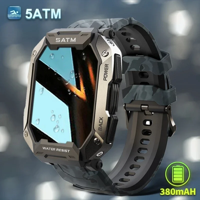 Original C20 Military Smart Watch Men Camouflage Army Outdoor IP68 5ATM Waterproof Sports Heart Rate Blood Oxygen Smartwatch