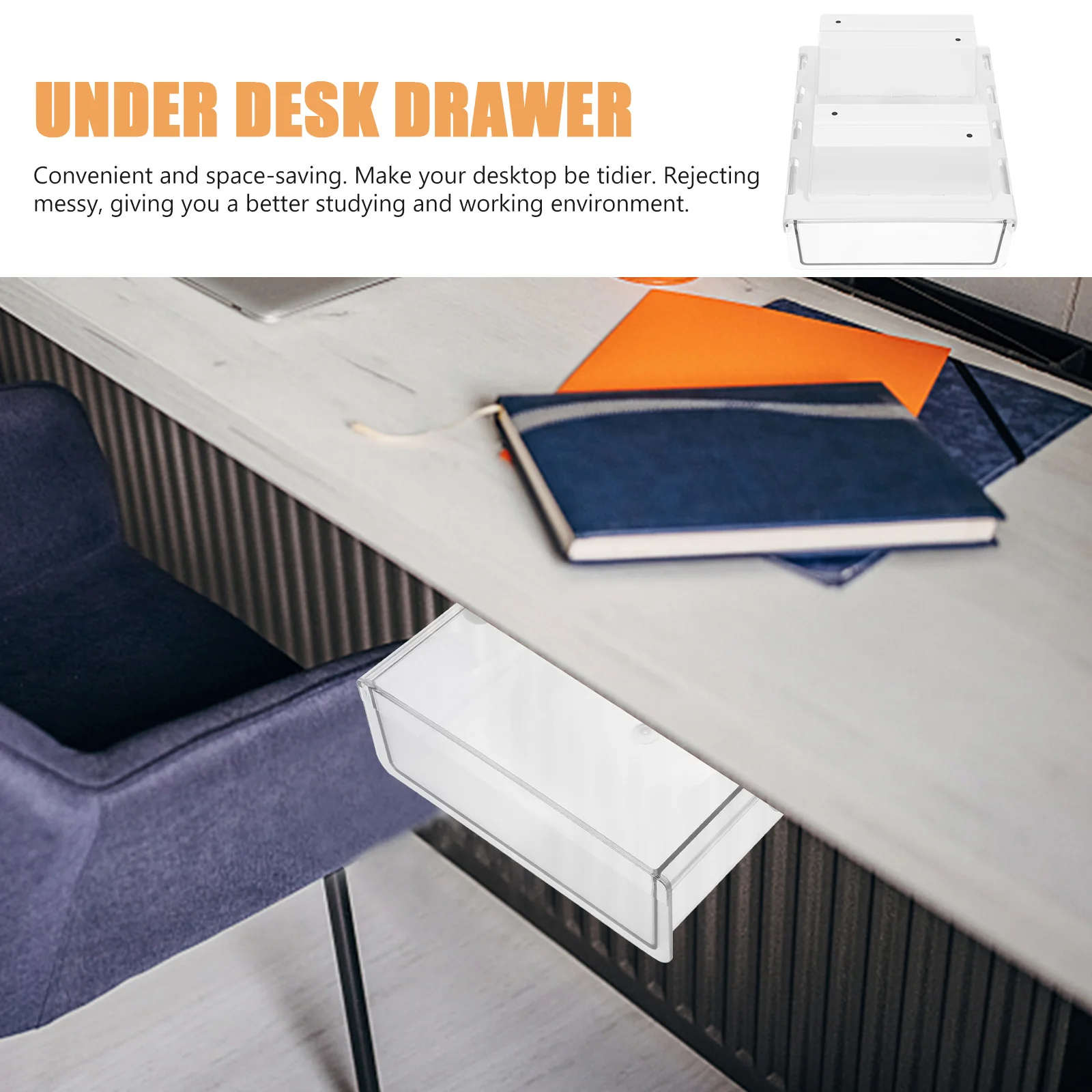 

Hanging Storage Box Under Desk Organizer Drawer For Desk Stationery Cosmetics Cellphone Abs Pvc Acrylic Office Bedroom