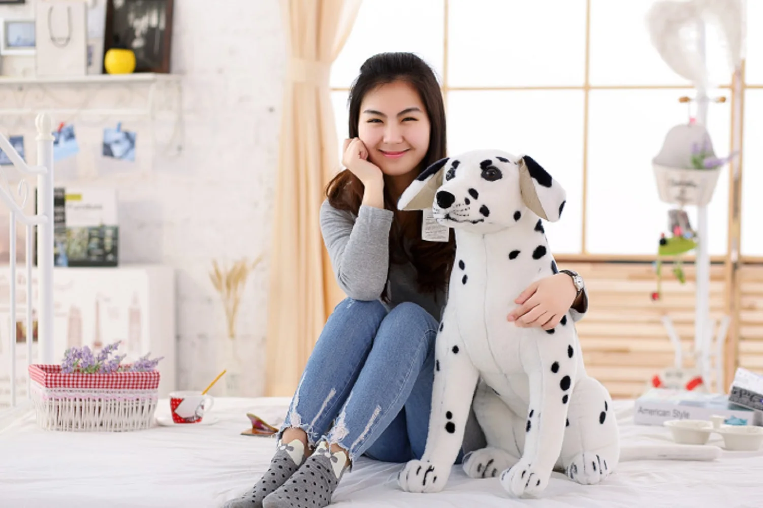 

lovely simulation spots dog toy big plush sitting spot dog doll gift about 75cm 0554