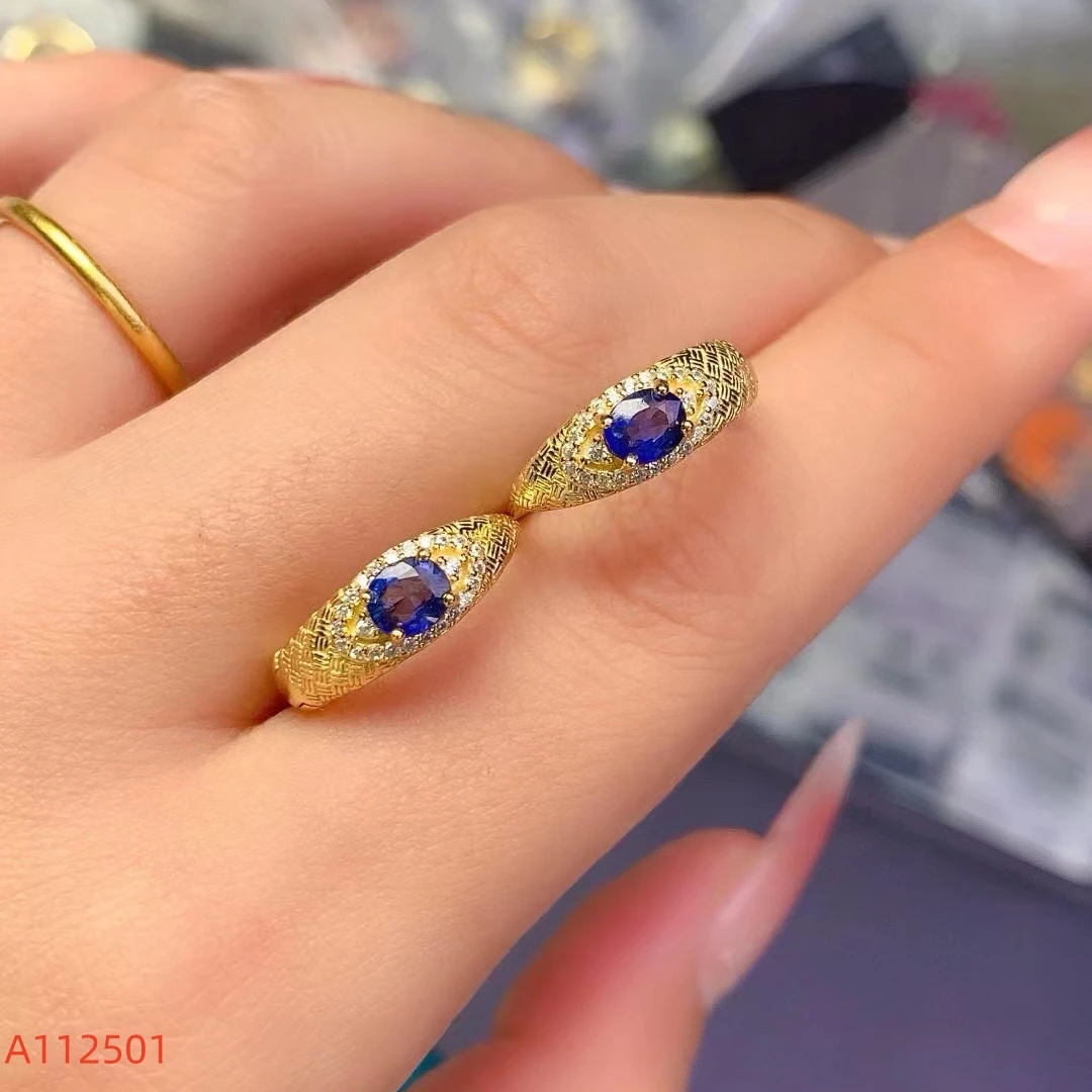 Fine Jewelry S925 Pure Silver Exquisite Inlaid  Natural Royal Blue Sapphire Women's Earrings High Clarity Gems Support Testing