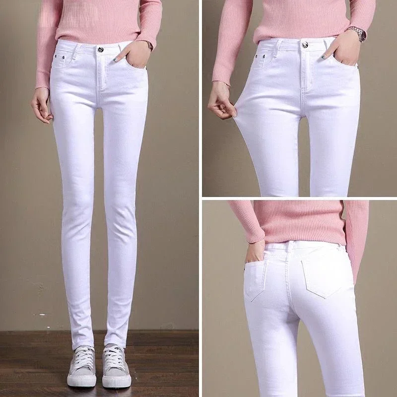 

Spring Women Oversize 34 White Pencil Pants Casual Cotton Legging Trousers Office Slim Pantalones Elegant Stretch Sweatpant