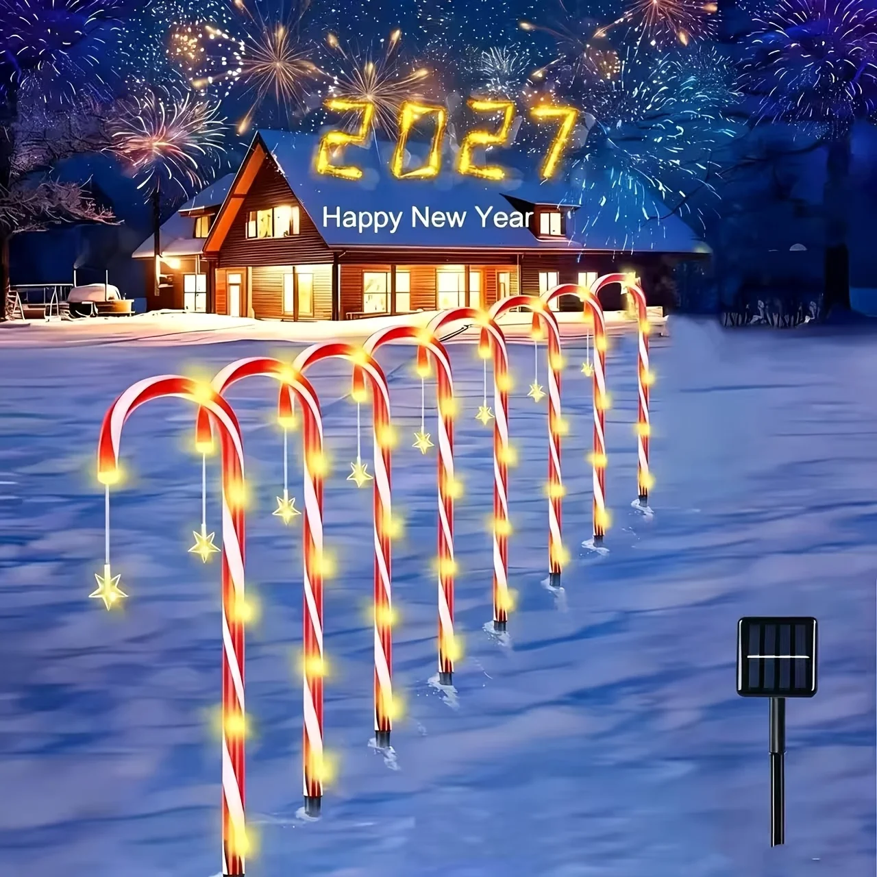 Christmas Solar Candy Cane Lights Waterproof Outdoor Decor Lamp for Garden Patio Terrace Wedding Yard Path Xmas Party Ornament
