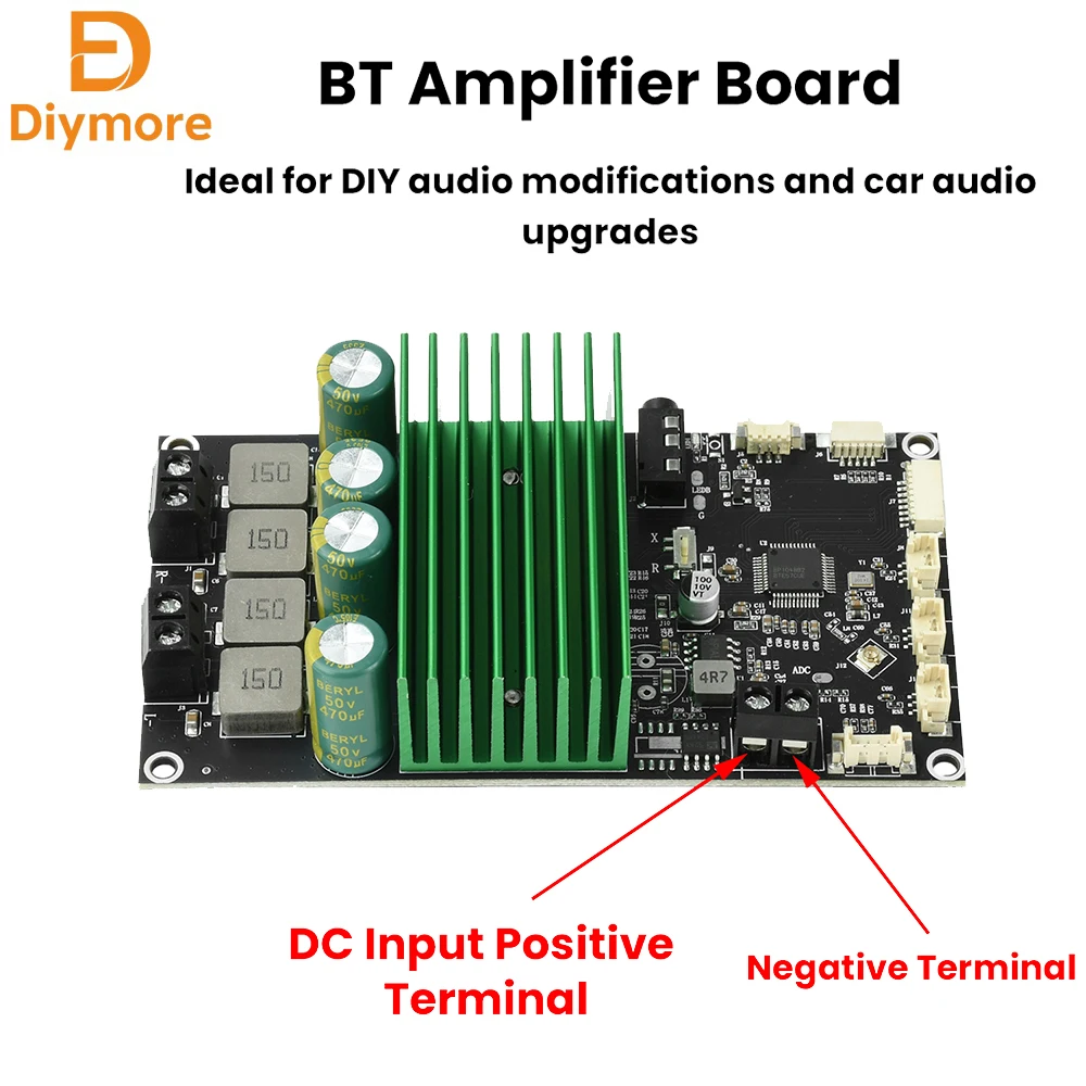 DC 9-32V Bluetooth Amplifier Board EQ Bass Enhancement Audio Amplifier Module Dual Channel 2x150W Supports Mobile App Tuning