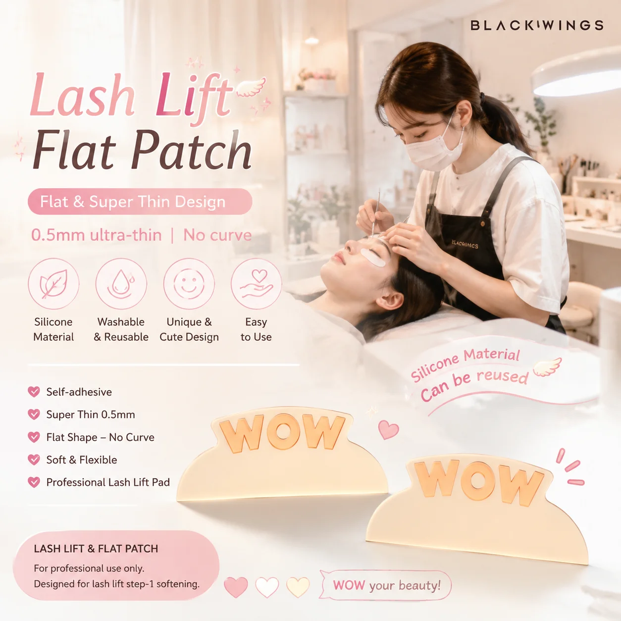 BLACKWINGS Korean Silicone Pre-Softening Shields 1PC Lash Lift Softening Pads for Keratin Treatment