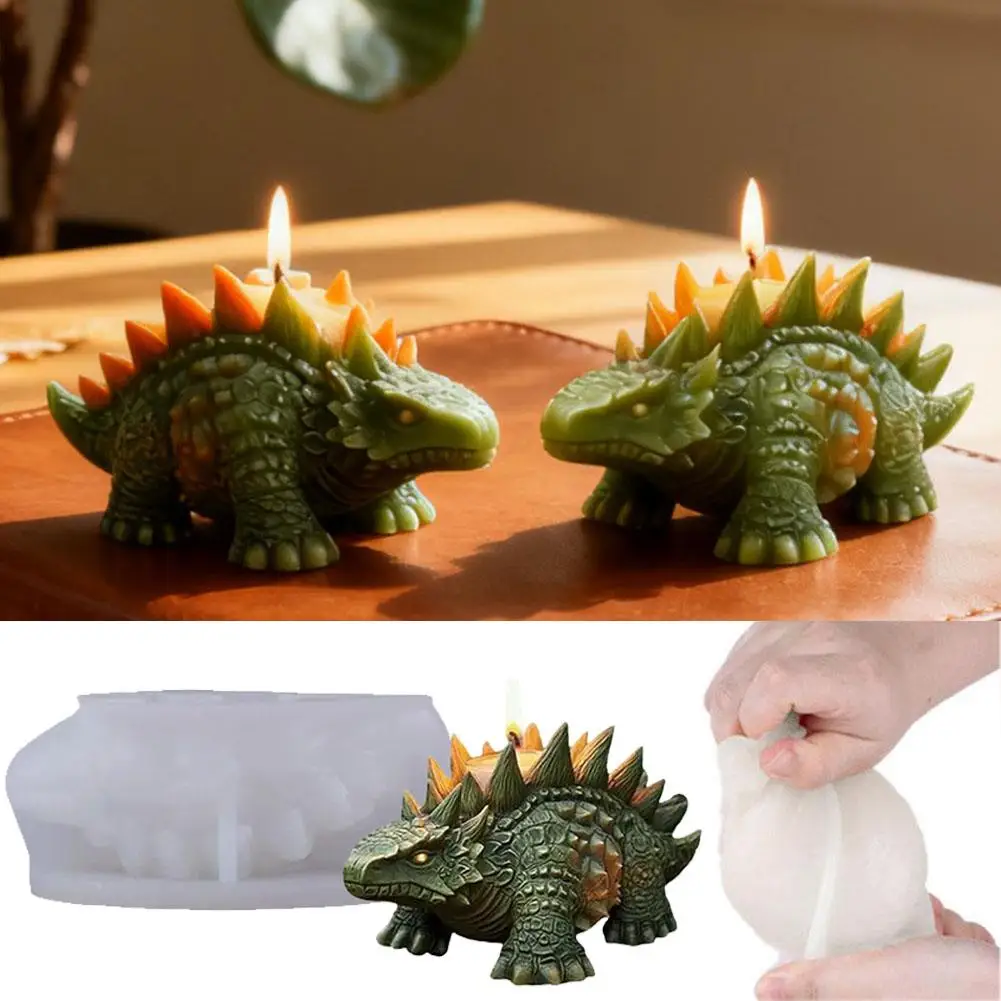 Realistic Stegosaurus Candle Mold, Walking Posture Theme Dinosaur Series Clay/Plaster/Resin/Wax/Soap Making Crafts, Mol Det L0R6-image