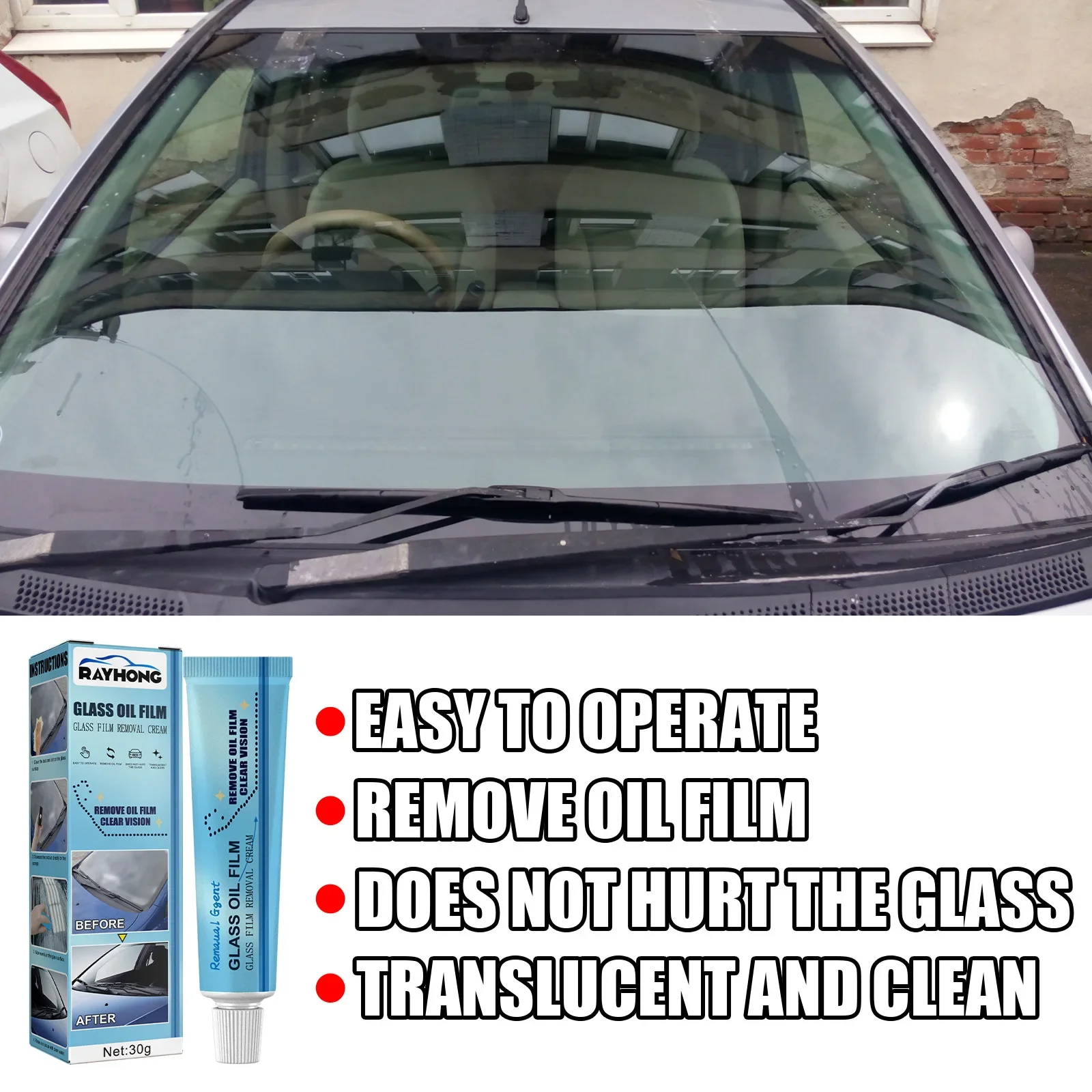 A Set Car Glass Oil Film Removing Paste Glass Film Coating Agent Waterproof Rainproof Anti-fog Glass Cleaner for Auto Windshield