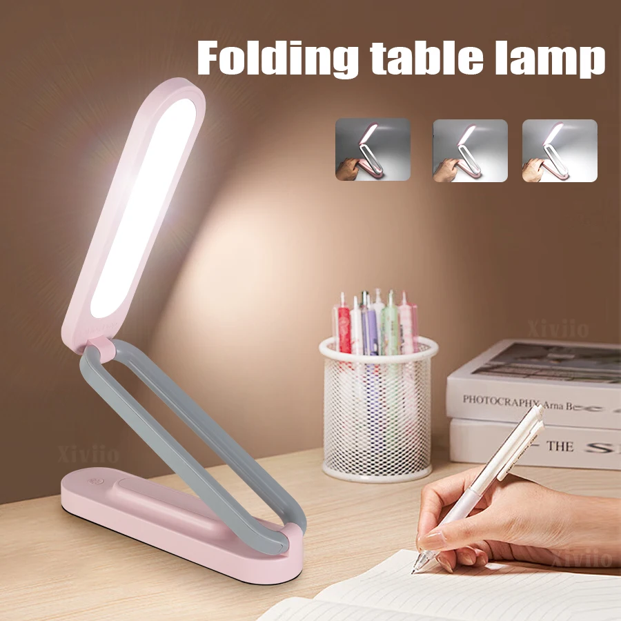 

LED Table Lamp USB Rechargeable Night Light Foldable Eye-protection Desk Lamp Stand Dormitory Lamp Adjustable Reading Lights