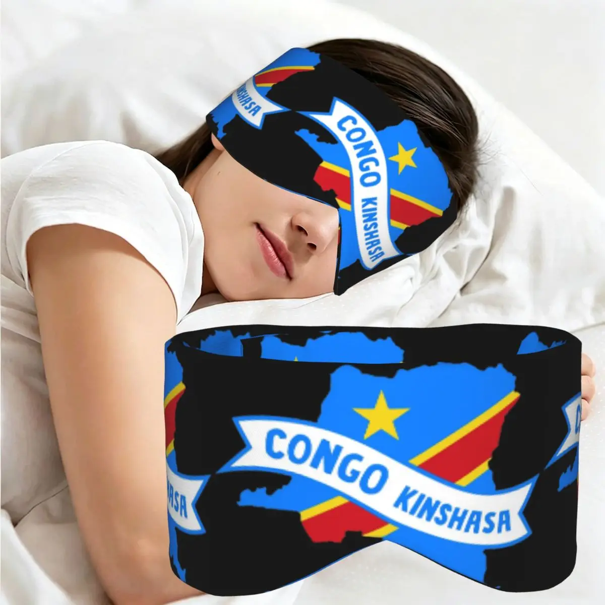 Free Congo Flag sleep mask Light Blocking Portable Eye Cover for Girls Boys Travel Party Gift Eyeshade eyepatch