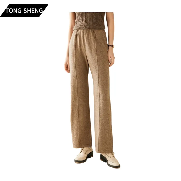 Tong Sheng Girls Custom  Winter Knit Pure cashmere  Luxury Women's Plus Size 100% Cashmere Women Pants