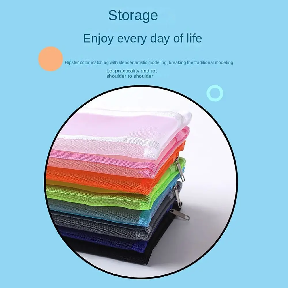 Tas Pensil Jala Dua Lapis 2024 Kapasitas Besar a6 Tas Jala Ritsleting Tas Pena Hadiah Pelajar