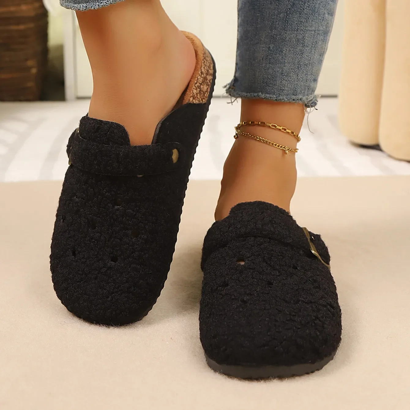 Damen Einfarbige Vintage Bequeme Hausschuhe Neue Sommer Damen Fischmaul Geschlossene Zehen Leichte Lässige Modische Sandalen – Detail 11