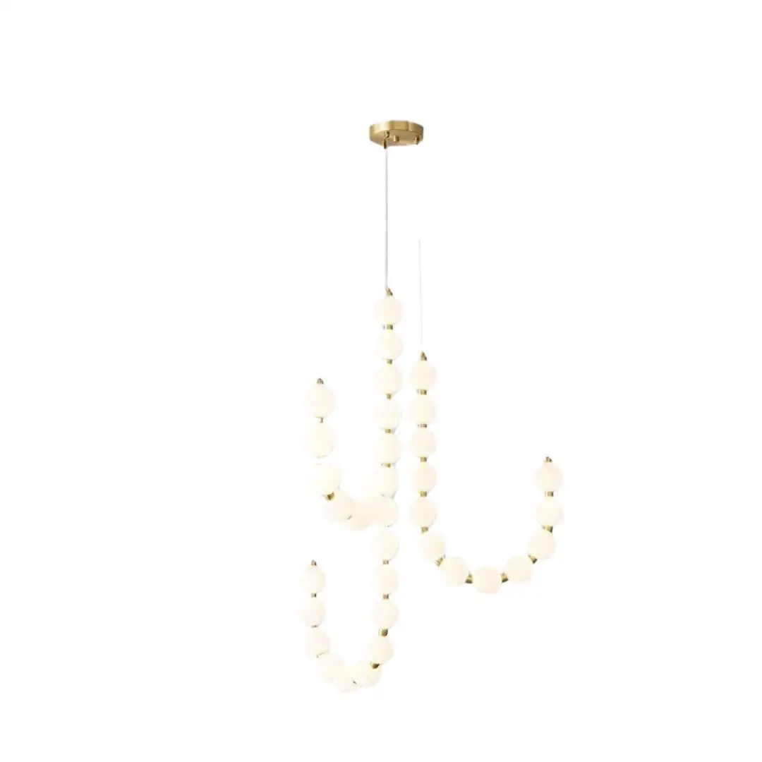 French pearl necklace meal chandelier Nordic living room chandelier All copper Buddha beads dining room light Acrylic light luxu