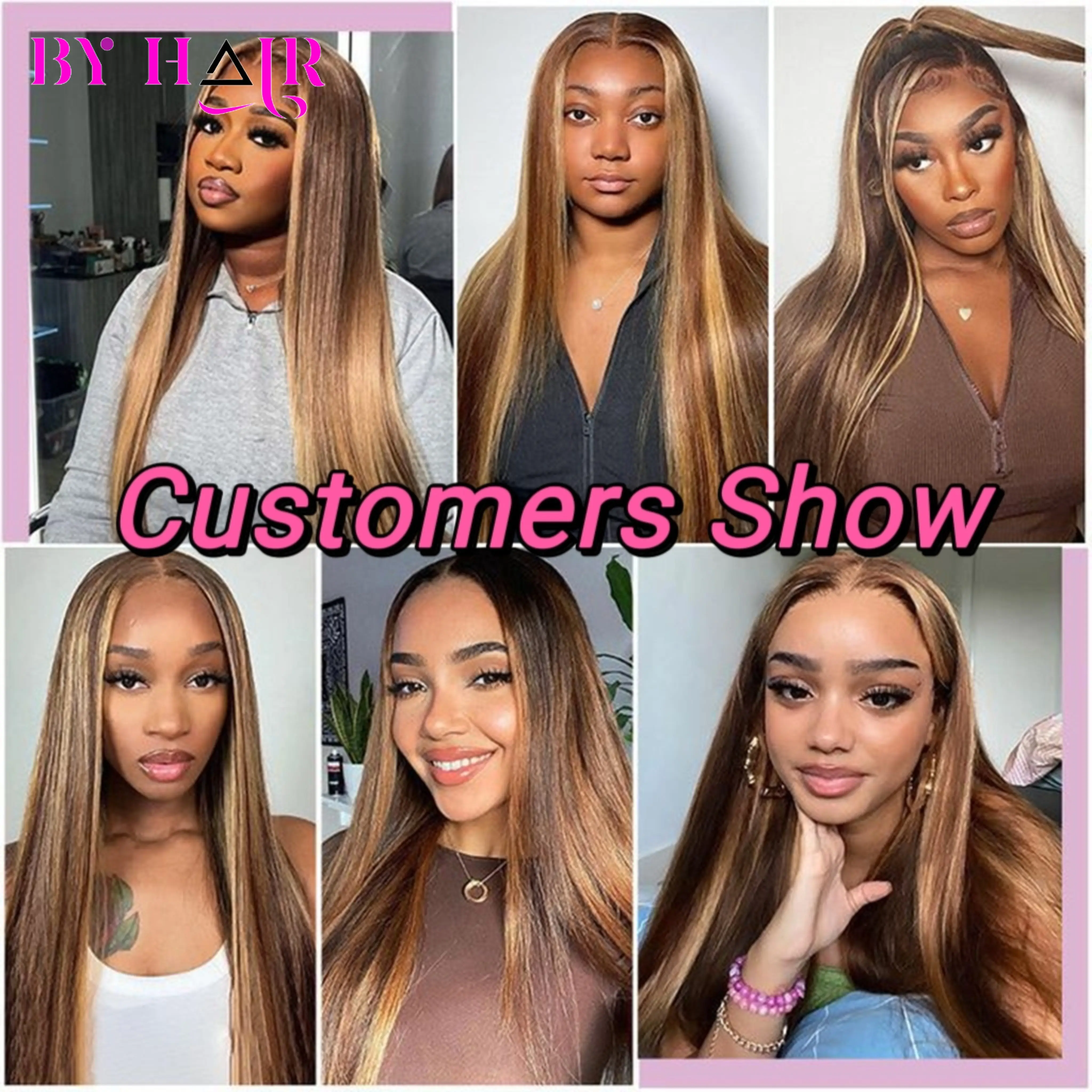 Highlight Straight Bundles Human Hair For Women Brown Blonde Hair Bundles Deal Colored Human Hair Weave Bundles Extensions P4/27