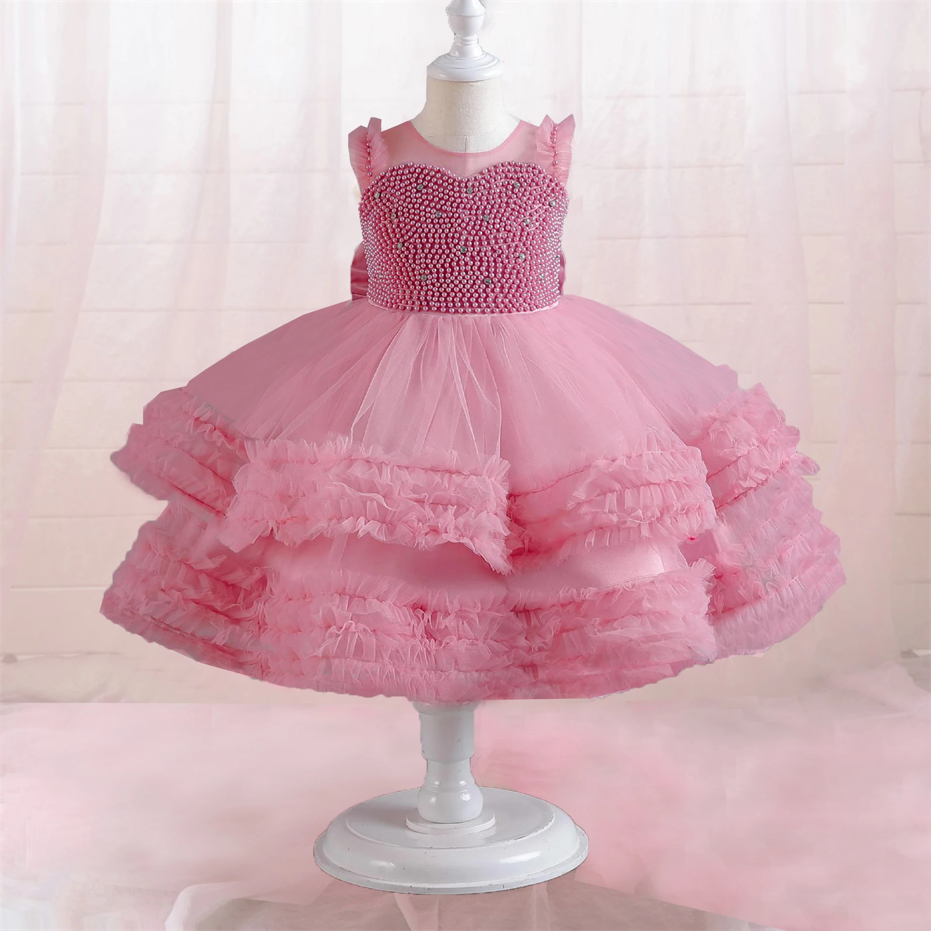 

AmyStylish Little Girls Beaded Ruffled Wedding Flower Girl Birthday Party Pageant Dance Party Gown Y22020