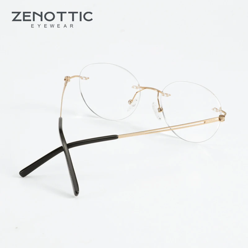 ZENOTTIC Reinem Titan Randlose Brille Rahmen Männer Ultraleicht Square Optische Klare Linse Brillen Myopie Brillen