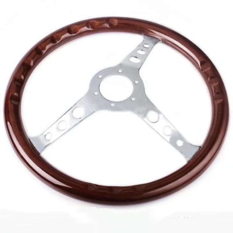 Car Modification Accessories 15 Inch 380MM 6-hole Solid Wood Peach Wood Vintage Universal Steering Wheel