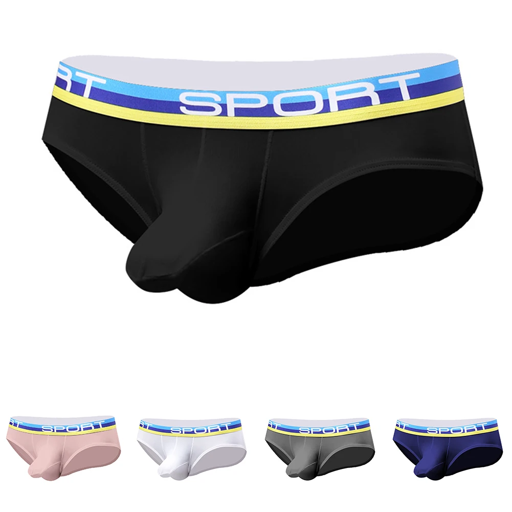 

Low Rise Men's Sport Briefs Underwear with Breathable Ice Silk Fabric Featuring Elephant Nose Pattern for Comfort