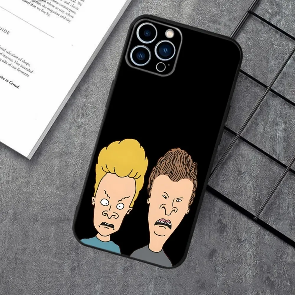 B-Beavis and Butthead Phone Case For Apple iPhone 15,14,13,12,11,XS,XR,X,8,7,Pro,Max,Plus,mini Silicone Black Cover