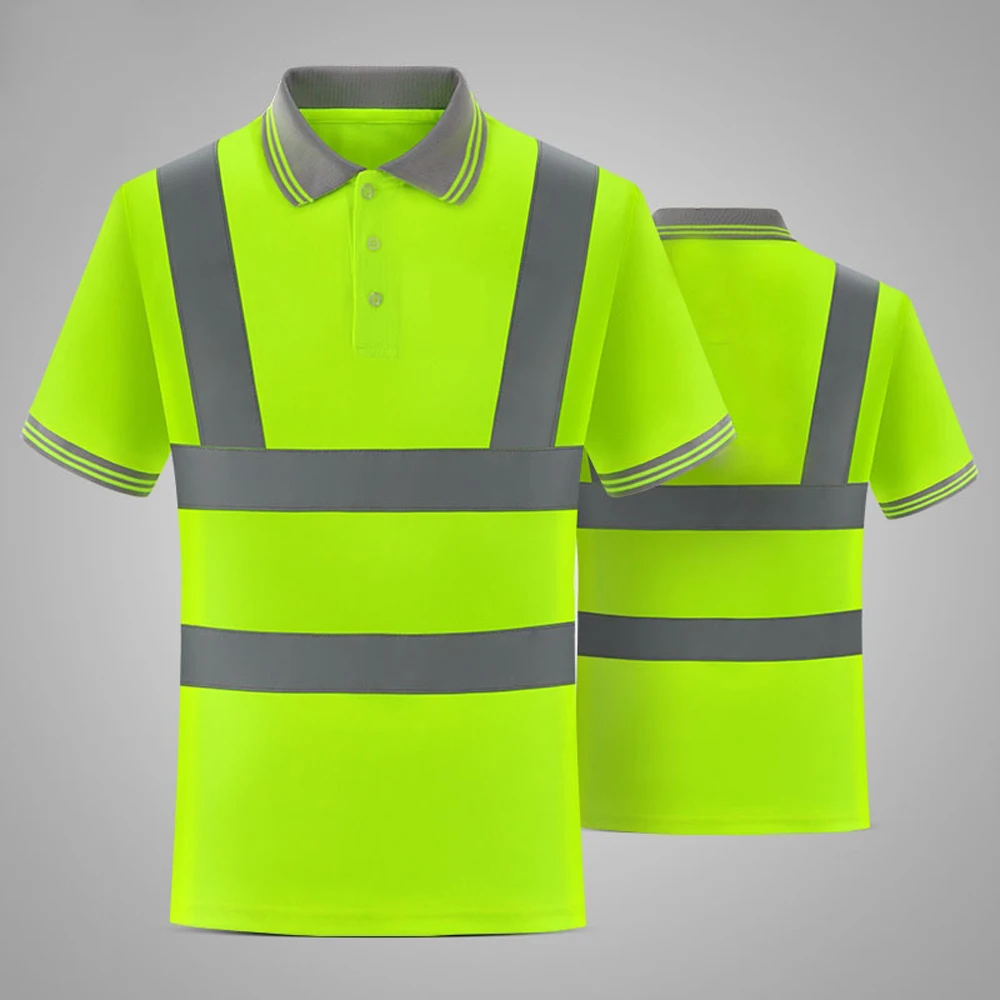 

Industrial Safety Shirt Summer Short Sleeve Hi Vis T Shirt Quick Dry High Visibility Reflective Safety Vest Night Work Clothes