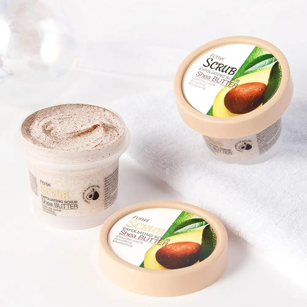 Body Scrub Shea Butter Exfoliating Gel Deep Cleansing Treatment Avocado Wash Brightening Acne Pores Face Whitening Smooth R1h3