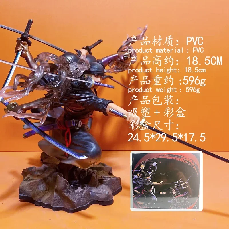 Jednoczęściowy figurki Anime Roronoa Zoro z trzema głowami figurki kolekcja pcv figurki z sześcioma ramionami lalka Model prezenty zabawki dla dzieci