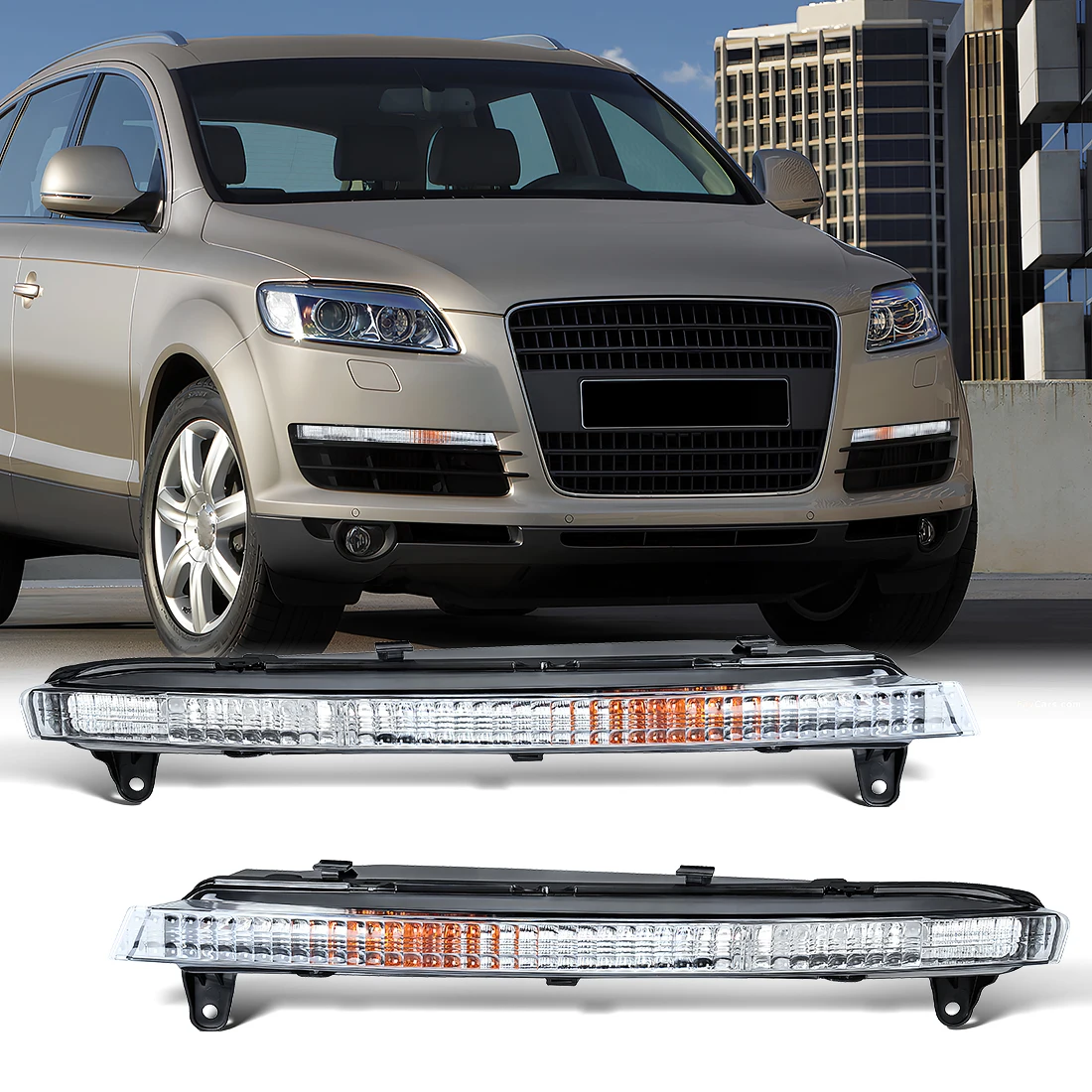 

Car Front Bumper DRL For Audi Q7 2006 2007 2008 2009 Driving Turn Signal Lamp Daytime Running Light C4L0953041C 4L0953042C