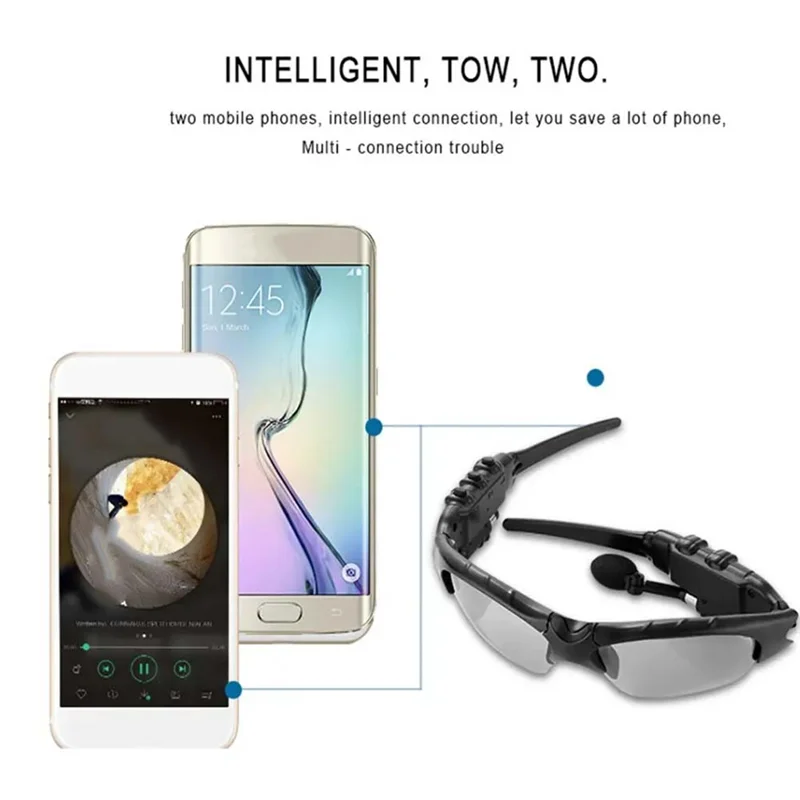 Wireless Stereo Earphones Headset With Mic Glasses Sunglasses Noise Reduction Headphones For Driving Cycling Sports-AAAE