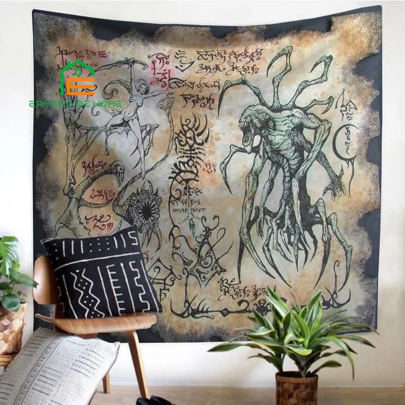 Dark Necronomicon Cthulhu Mythological Monster Tapestry Wall Hanging Dark Style Wall Tapestries Wall Art Decor