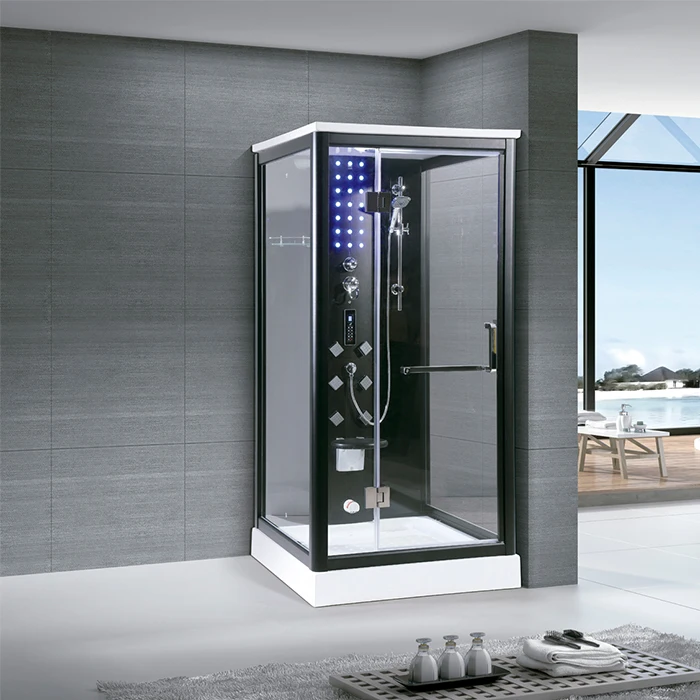 K-7079 Square Black Shower Enclosure Hydro Massage Bathroom Steam Shower Room