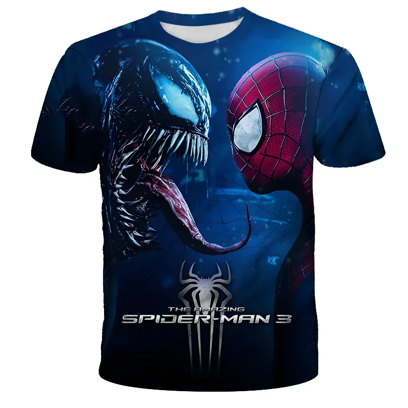 

Детская одежда для мальчиков с 3D рисунком паука, летние уличные уличные футболки с круглым вырезом и короткими рукавами, модные футболки в спортивном стиле для мальчиков