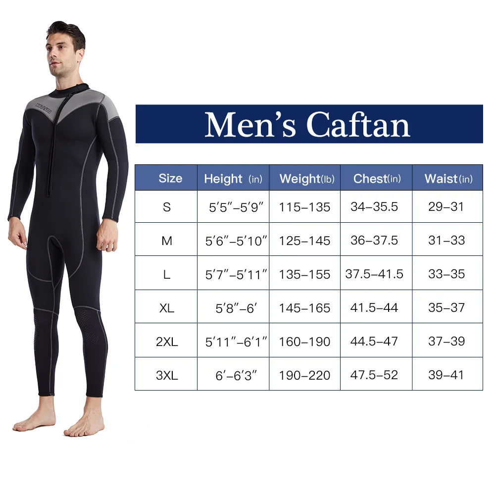 

Neoprene Wetsuit 3MM Men Scuba Diving Suit Premium Thermal Warm Wetsuits Full Suit Swimming Surfing Kayaking Equipment