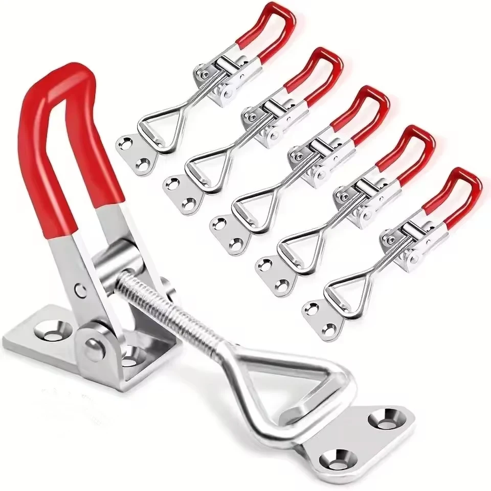 8PCS Iron Galvanized/Stainless Steel Adjustable Toggle Clamp Catch Clasp Quick Release Clamp Anti-Slip Push Pull Toggle Clamp